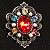 Multicouloured Crystal Vintage Brooch (Burn Silver Finish) - view 2