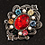 Multicouloured Crystal Vintage Brooch (Burn Silver Finish) - view 4