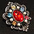 Multicouloured Crystal Vintage Brooch (Burn Silver Finish) - view 3