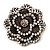 Large Vintage Dimensional Diamante Flower Brooch (Bronze Tone Metal)