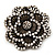 Large Vintage Dimensional Diamante Flower Brooch (Bronze Tone Metal) - view 10