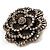 Large Vintage Dimensional Diamante Flower Brooch (Bronze Tone Metal) - view 2