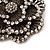 Large Vintage Dimensional Diamante Flower Brooch (Bronze Tone Metal) - view 5