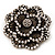 Large Vintage Dimensional Diamante Flower Brooch (Bronze Tone Metal) - view 12