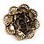 Large Vintage Dimensional Diamante Flower Brooch (Bronze Tone Metal) - view 4