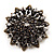 Black Crystal Dimensional Floral Corsage Brooch (Antique Gold Tone)