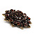Amber Coloured Crystal Dimensional Floral Corsage Brooch (Antique Gold Tone) - view 4