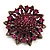 Magenta Crystal Dimensional Floral Corsage Brooch (Antique Gold Tone)