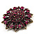 Magenta Crystal Dimensional Floral Corsage Brooch (Antique Gold Tone) - view 7