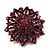 Magenta Crystal Dimensional Floral Corsage Brooch (Antique Gold Tone) - view 8