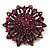 Magenta Crystal Dimensional Floral Corsage Brooch (Antique Gold Tone) - view 9