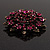 Magenta Crystal Dimensional Floral Corsage Brooch (Antique Gold Tone) - view 10
