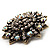 Clear/ Iridescent Crystal Dimensional Floral Corsage Brooch (Antique Gold Tone) - view 5