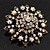 Clear/ Iridescent Crystal Dimensional Floral Corsage Brooch (Antique Gold Tone) - view 7