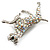 Silver Tone Iridescent Crystal 'Bulldog' Brooch - view 3