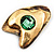 'Pike' Shape With Emerald Green Jewell Ethnic Brooch In Copper Metal - view 7
