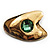 'Pike' Shape With Emerald Green Jewell Ethnic Brooch In Copper Metal - view 8