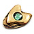 'Pike' Shape With Emerald Green Jewell Ethnic Brooch In Copper Metal - view 9
