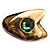 'Pike' Shape With Emerald Green Jewell Ethnic Brooch In Copper Metal - view 3