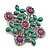 Square Turquoise Coloured Acrylic Bead Fancy Brooch (Silver Tone Metal) - view 9