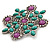 Square Turquoise Coloured Acrylic Bead Fancy Brooch (Silver Tone Metal) - view 10