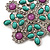 Square Turquoise Coloured Acrylic Bead Fancy Brooch (Silver Tone Metal) - view 6