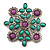 Square Turquoise Coloured Acrylic Bead Fancy Brooch (Silver Tone Metal) - view 4