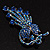 Sky Blue/Iridescent Swarovski Crystal Floral Brooch (Silver Silver) - view 6