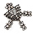 Vintage Crystal Medal Style Charm Brooch (Antique Silver Metal) - view 8