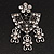 Vintage Crystal Medal Style Charm Brooch (Antique Silver Metal) - view 2