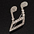 Large Crystal Musical Note Brooch (Silver Tone Metal) - view 6