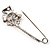 Rhodium Plated Blue Butterfly Safety Pin Brooch - view 11