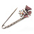 Rhodium Plated Purple Butterfly Safety Pin Brooch - view 5