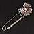 Rhodium Plated Purple Butterfly Safety Pin Brooch - view 8