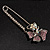 Rhodium Plated Purple Butterfly Safety Pin Brooch - view 9