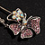 Rhodium Plated Purple Butterfly Safety Pin Brooch - view 10