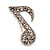 Small Silver Tone Clear Crystal Musical Note Brooch - view 3