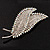 Clear & AB Crystal Double Leaf Brooch (Silver Tone Metal) - view 4