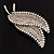 Clear & AB Crystal Double Leaf Brooch (Silver Tone Metal) - view 2
