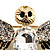 Black Enamel Crystal Owl Brooch (Gold Tone Metal) - view 3