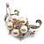 Silver Tone White Simulated Pearl Diamante Floral Brooch - view 4