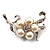 Silver Tone White Simulated Pearl Diamante Floral Brooch - view 7