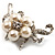 Silver Tone White Simulated Pearl Diamante Floral Brooch - view 5
