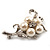 Silver Tone White Simulated Pearl Diamante Floral Brooch - view 8