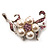 Silver Tone White Simulated Pearl Pink Diamante Floral Brooch - view 5