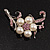 Silver Tone White Simulated Pearl Pink Diamante Floral Brooch - view 10