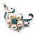 Silver Tone White Simulated Pearl Azure Diamante Floral Brooch - view 3