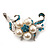 Silver Tone White Simulated Pearl Azure Diamante Floral Brooch - view 5