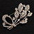 Silver Tone Clear Crystal Bouquet Brooch - view 2