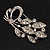 Silver Tone Clear Crystal Bouquet Brooch - view 3
